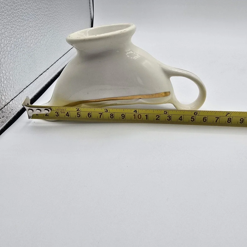 RARE HOMER LAUGHLIN FIESTA WARE WHITE Gold STRIPED GRAVY BOAT USA‎